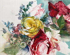 Watercolor and charcoal, framed, 9.75" x 17.5"