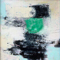 Mixed media on panel, framed, 12" x 12"