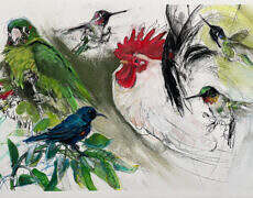 Pastel, gouache, colored pencil, charcoal, unframed, 13" x 22"